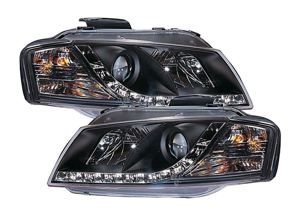 For Audi A3 8P 0308 Black DRL LED Projector Headlights Lighting Lamp