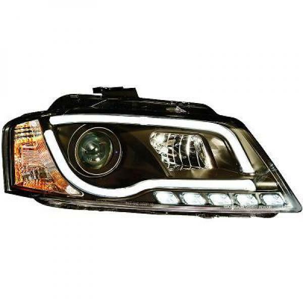 LHD Projector Headlights Pair LED lightbar DRL Clear Black Audi A3 ...