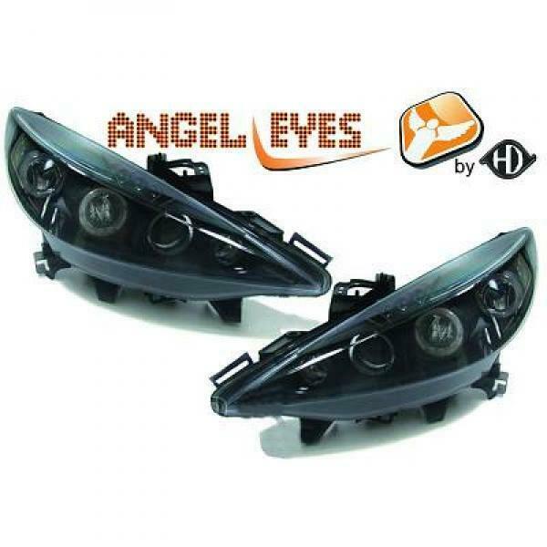 Lhd Projector Headlights Headlamp Pair Angel Eyes Clear Black Peugeot Car Mod Shop