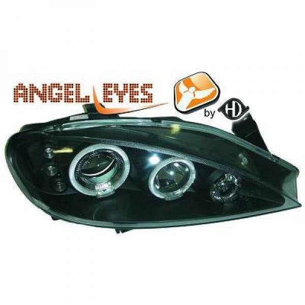 Lhd Projector Headlights Pair Angel Eyes Clear Black Renault Megane 99 02 Car Mod Shop 