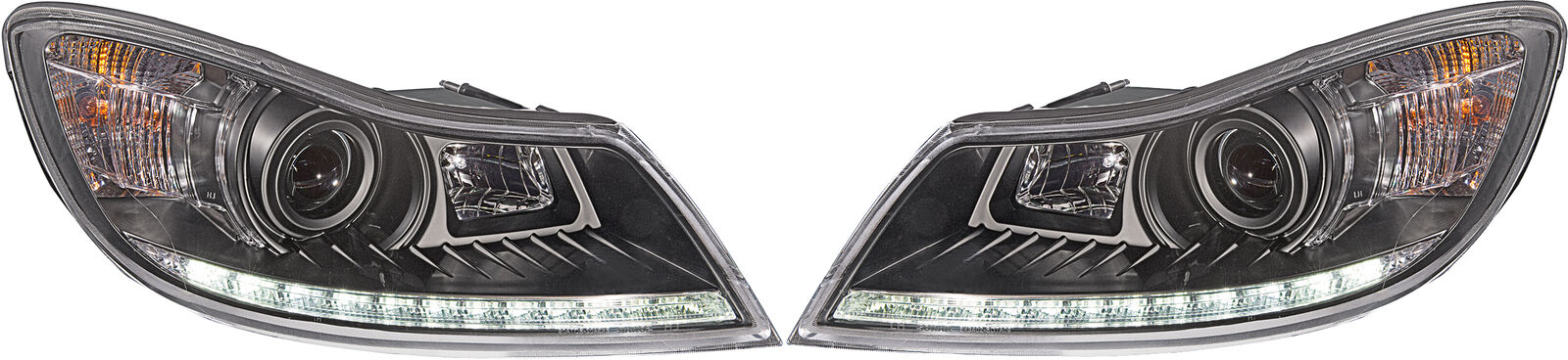 LHD Projector Headlights Pair LED Dragon Clear Black For Skoda Octavia 08 Car Mod Shop