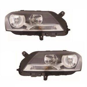 For VW Passat Mk6 Excludes Coupe 11/2010 Headlights Lamps Black Pair OS NS