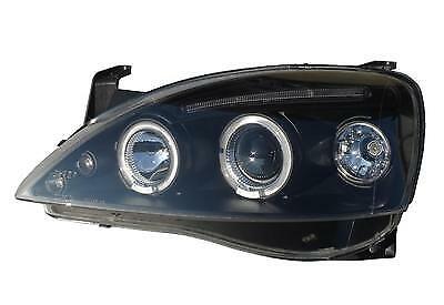 For Vauxhall Corsa C Black Angel Eye Projector Headlights Lamp Halo LED -  Car Mod Shop