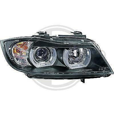 LHD Headlight Pair 3D Angel Eyes Clear Black BMW 3 Series E90 E91 05-08  xenon - Car Mod Shop