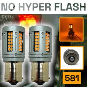 2 x 581 PY21w BAU15s 72 LED amber indicator bulbs canbus error free no hyper flash